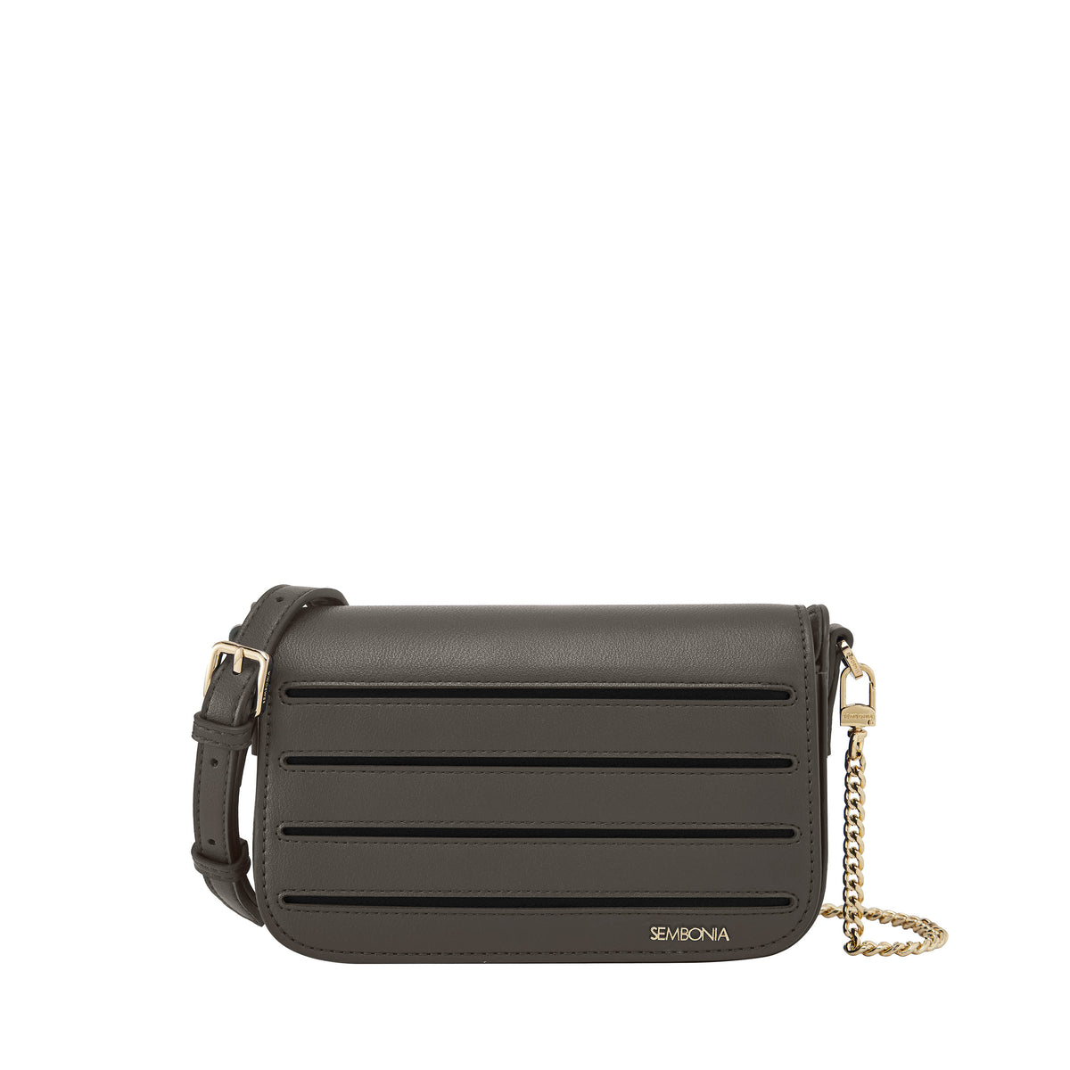 Elegant Striped Flap Crossbody Bag