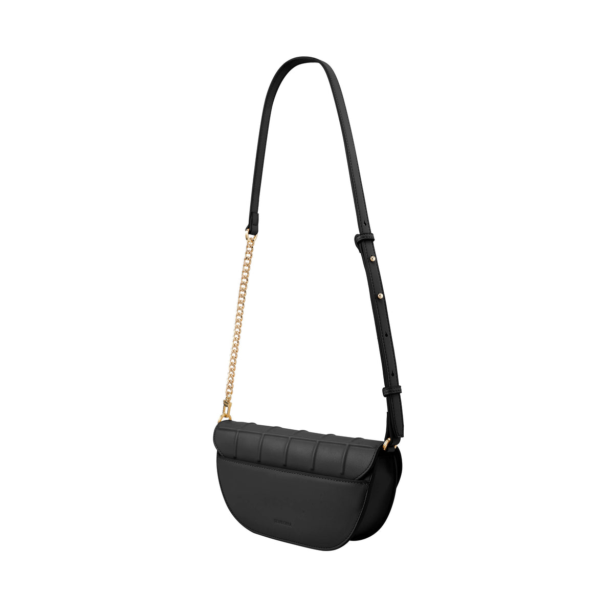 Waffle Embossed Curved Front Flap Crossbody Bag