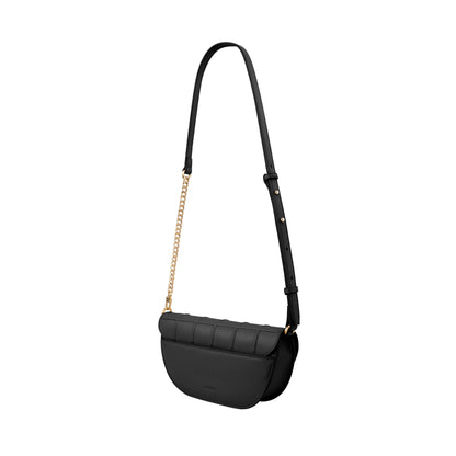 Waffle Embossed Curved Front Flap Crossbody Bag