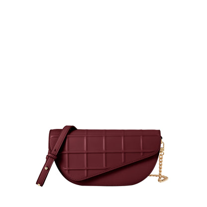 Waffle Embossed Curved Front Flap Crossbody Bag