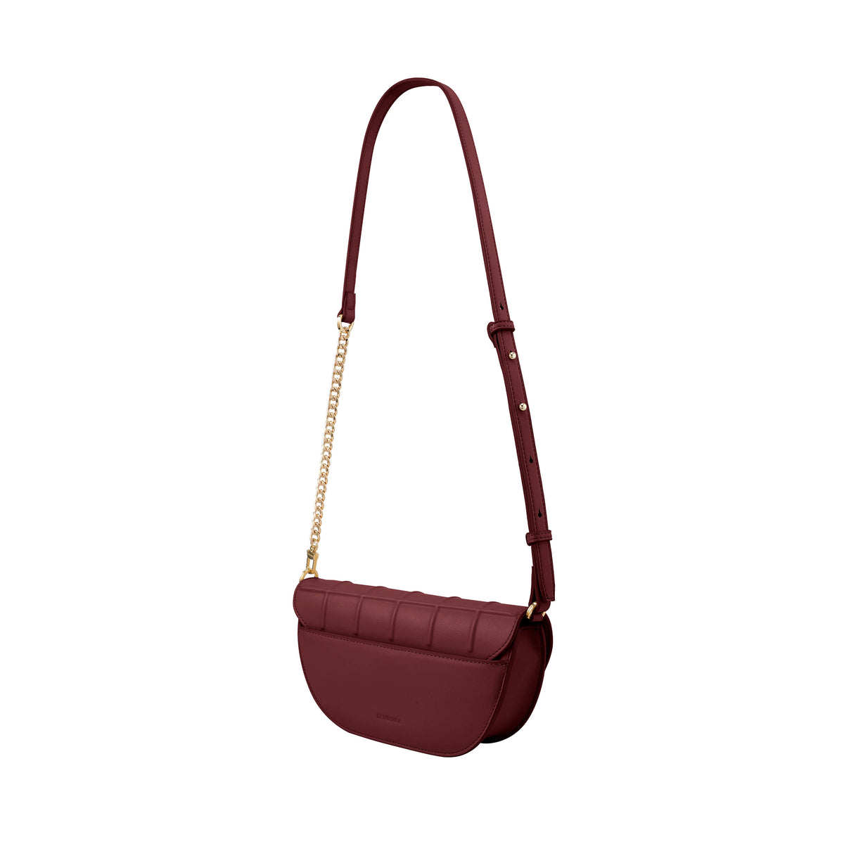 Waffle Embossed Curved Front Flap Crossbody Bag
