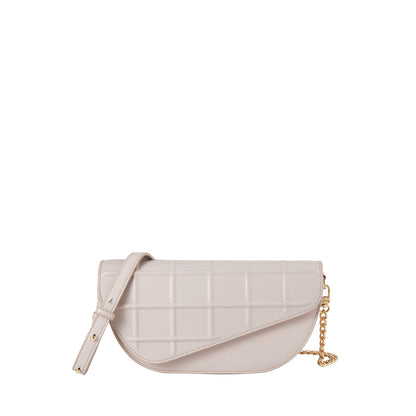 Waffle Embossed Curved Front Flap Crossbody Bag