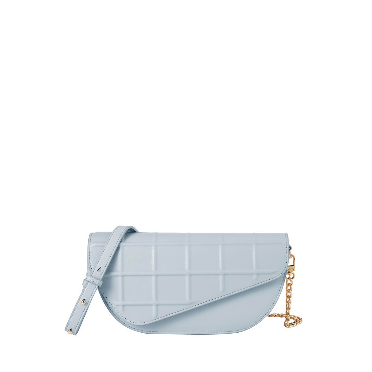Waffle Embossed Curved Front Flap Crossbody Bag