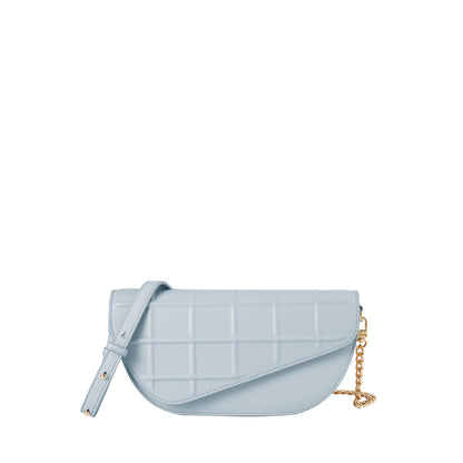 Waffle Embossed Curved Front Flap Crossbody Bag