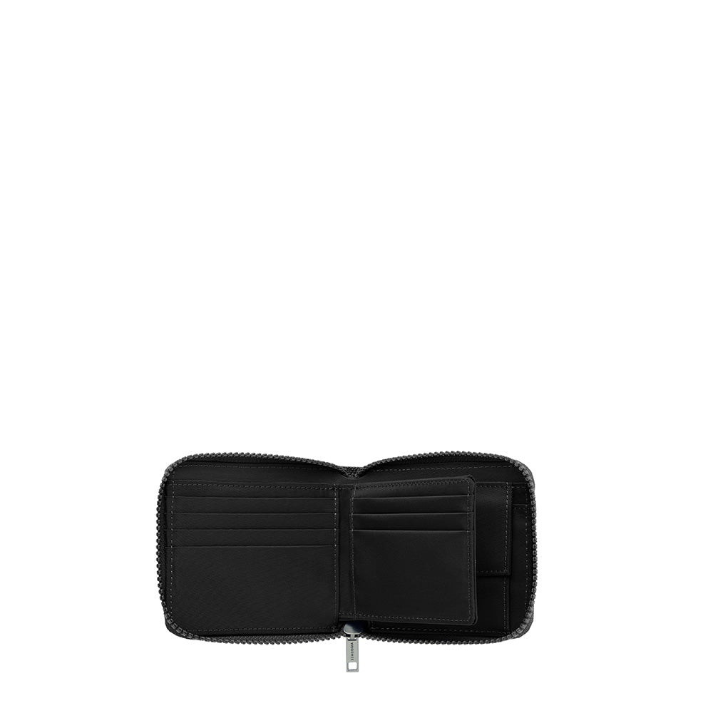 Nylon Zip Tri-Fold Wallet With Coin Compartment