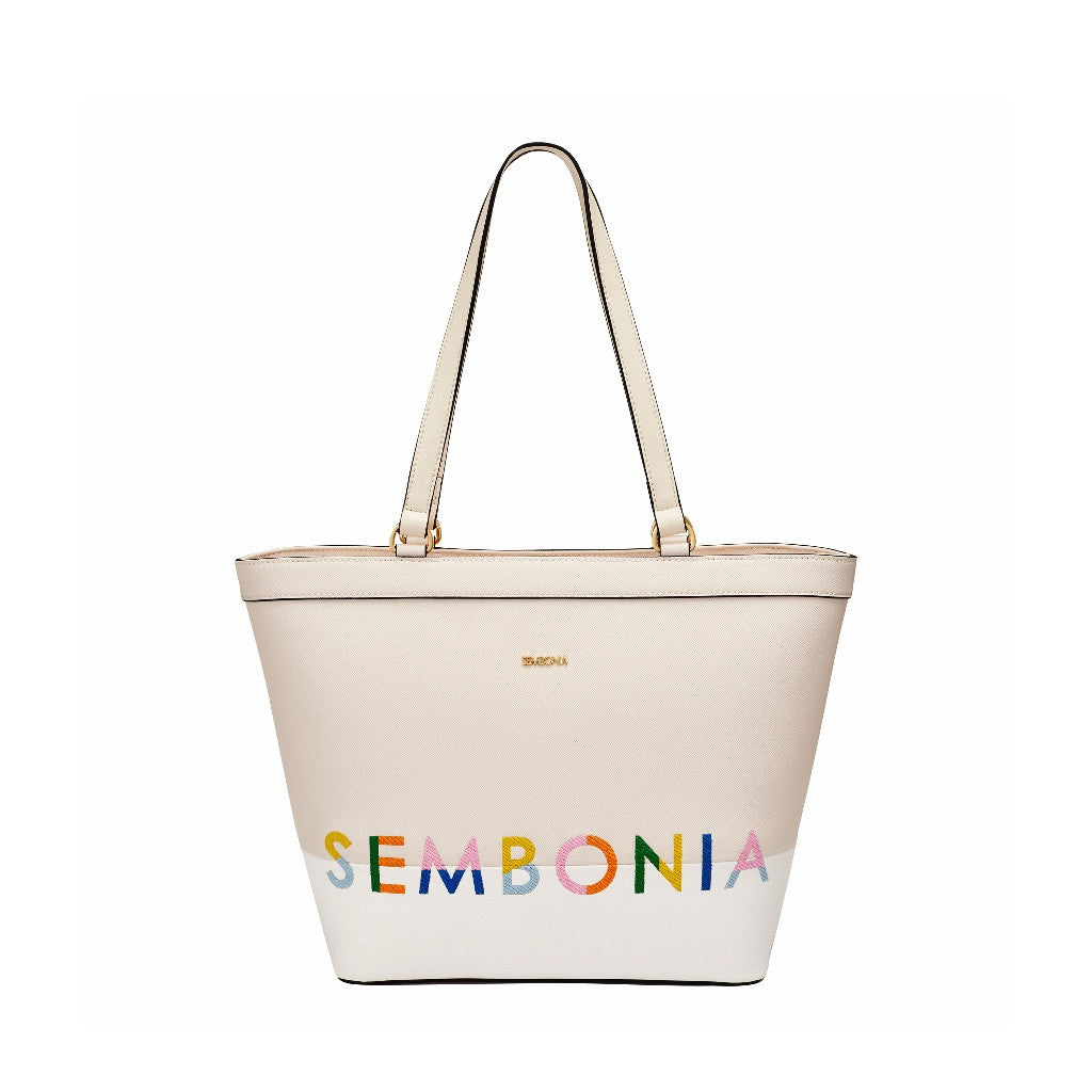 Whimsical Embroidered Logo Tote Bag
