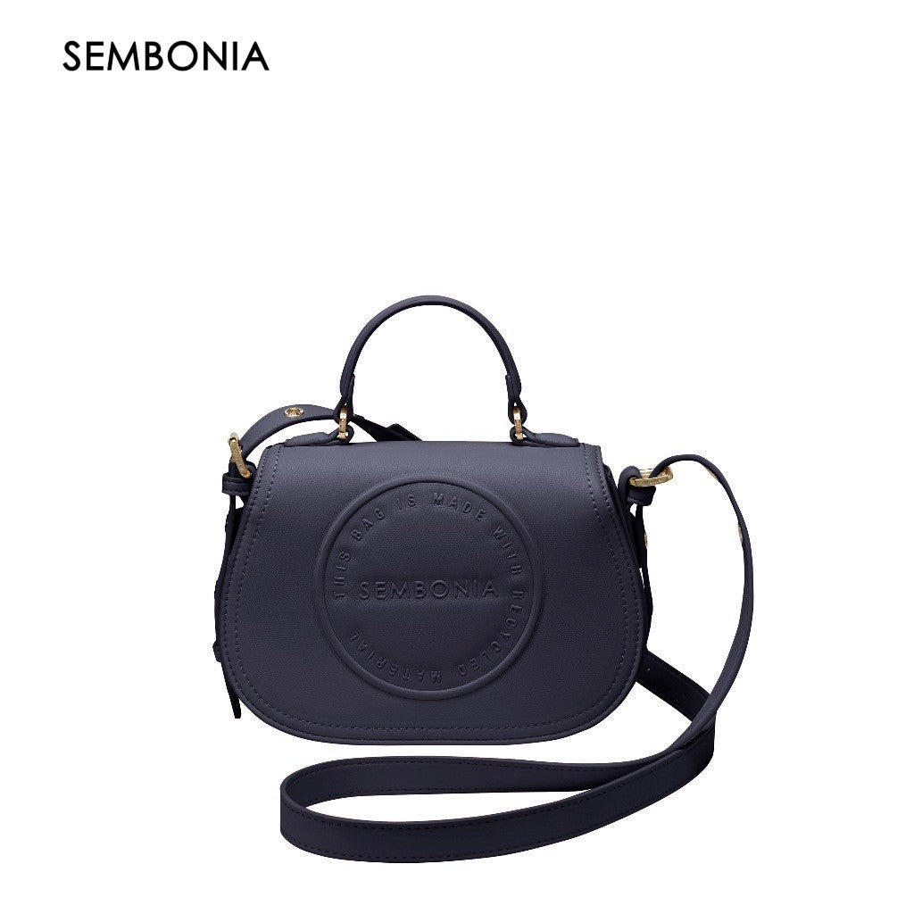 Round Signature Embossed Crossbody Bag