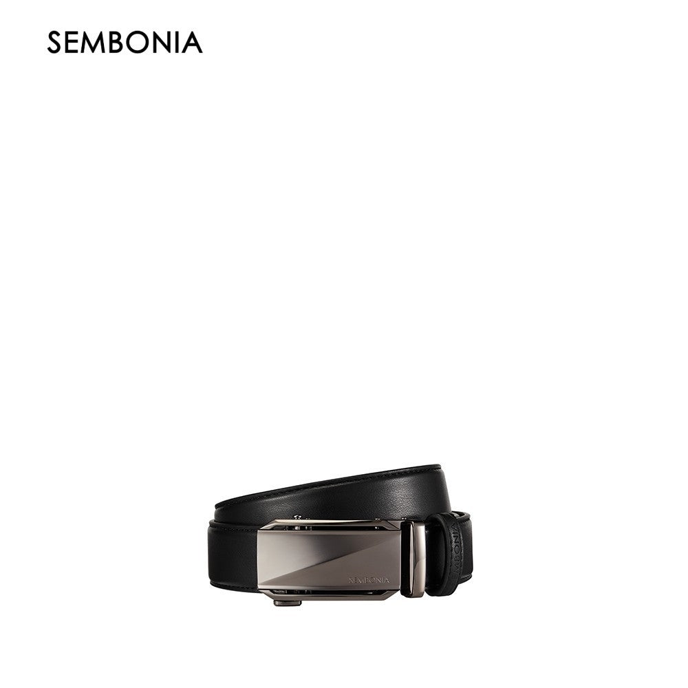 Men 3.5 Cm Auto Plaque Buckle Leather Belt