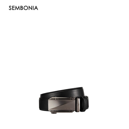 Men 3.5 Cm Auto Plaque Buckle Leather Belt