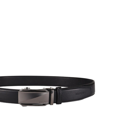 Men 3.5 Cm Auto Plaque Buckle Leather Belt