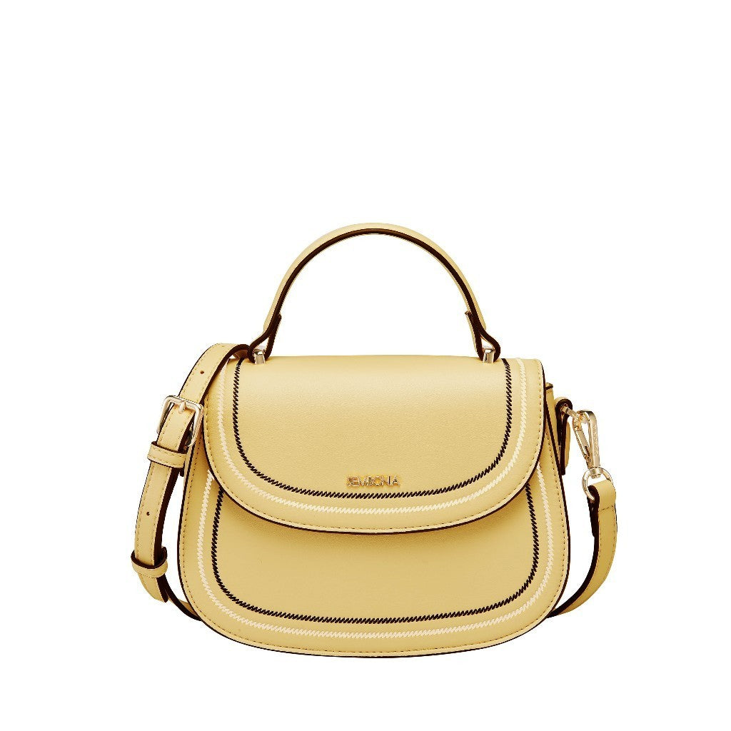 Classy Contrast Stich-Trim Crossbody Bag