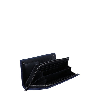 Textured Leather Bi-Fold Long Wallet