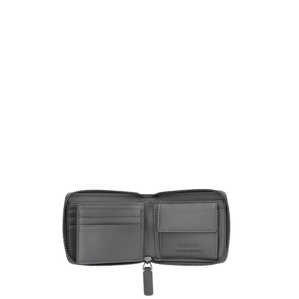 Zip Centre Flap Bi-Fold Wallet With Coin Compartment