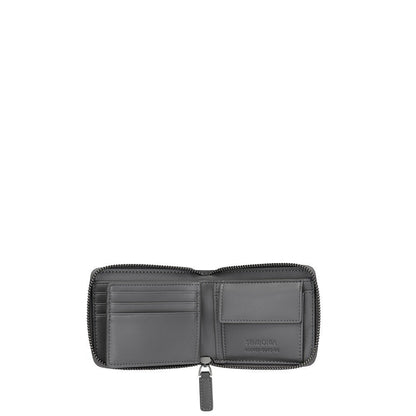 Zip Centre Flap Bi-Fold Wallet With Coin Compartment