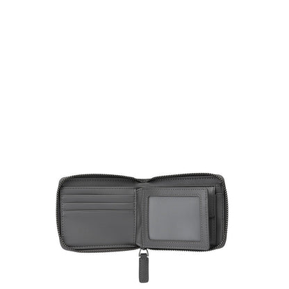 Zip Centre Flap Bi-Fold Wallet With Coin Compartment
