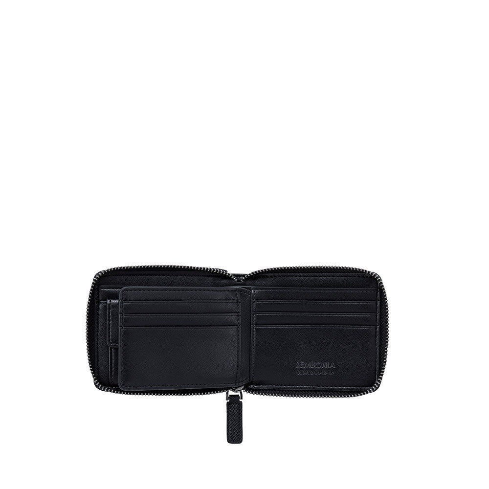 Zip Centre Flap Bi-Fold Wallet With Coin Compartment
