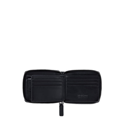 Zip Centre Flap Bi-Fold Wallet With Coin Compartment