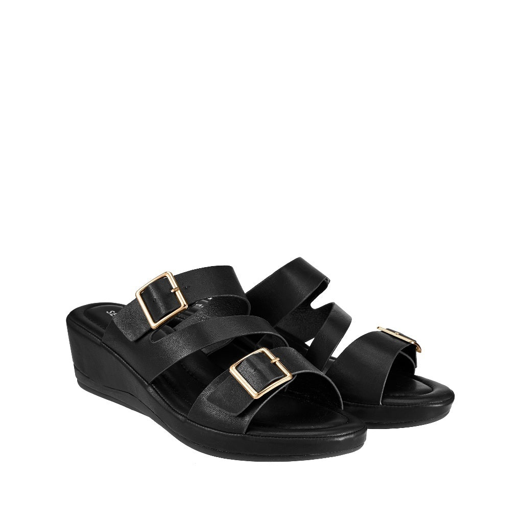 Women Double Buckle Wedges