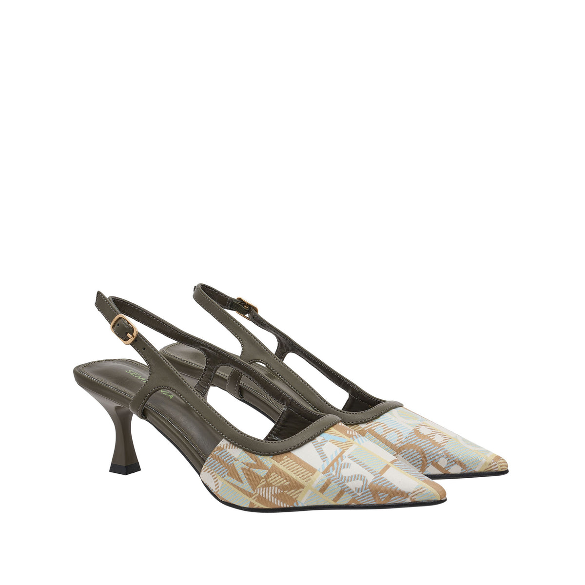 Women Synthetic Leather + Monogram Mule