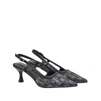 Women Synthetic Leather + Monogram Mule
